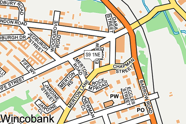 S9 1NE map - OS OpenMap – Local (Ordnance Survey)