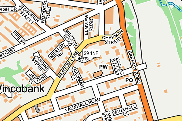 S9 1NF map - OS OpenMap – Local (Ordnance Survey)