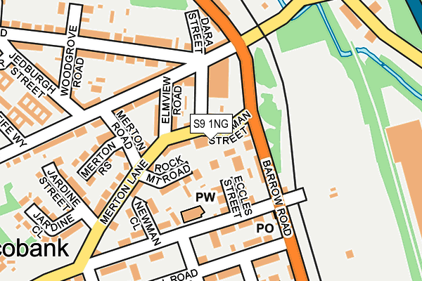 S9 1NG map - OS OpenMap – Local (Ordnance Survey)