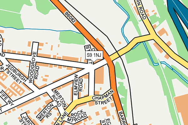 S9 1NJ map - OS OpenMap – Local (Ordnance Survey)