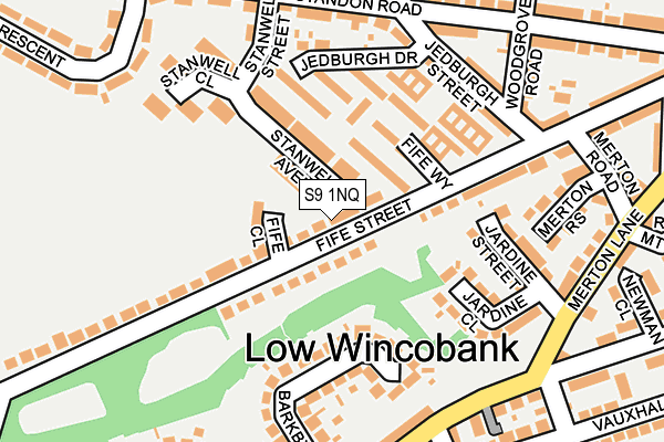 S9 1NQ map - OS OpenMap – Local (Ordnance Survey)