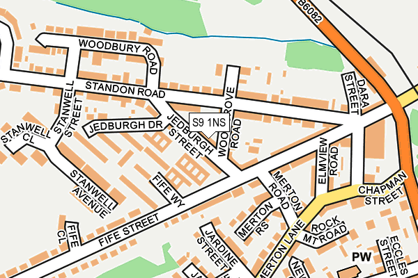 S9 1NS map - OS OpenMap – Local (Ordnance Survey)