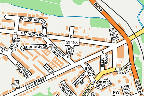 S9 1NX map - OS OpenMap – Local (Ordnance Survey)