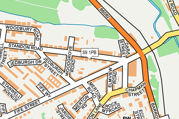 S9 1PB map - OS OpenMap – Local (Ordnance Survey)