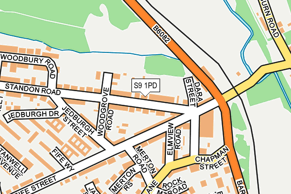 S9 1PD map - OS OpenMap – Local (Ordnance Survey)