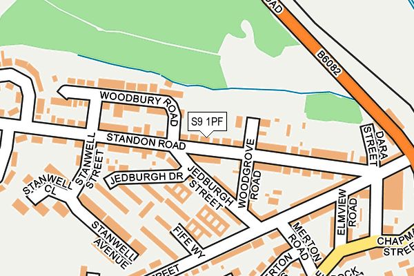 S9 1PF map - OS OpenMap – Local (Ordnance Survey)