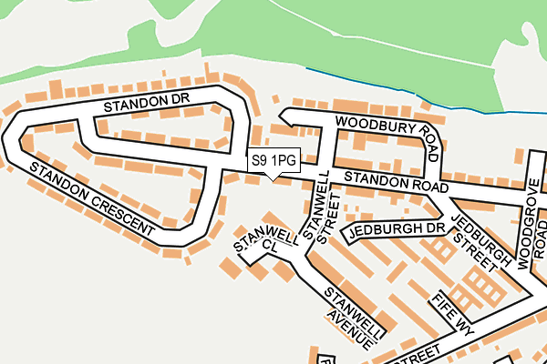 S9 1PG map - OS OpenMap – Local (Ordnance Survey)