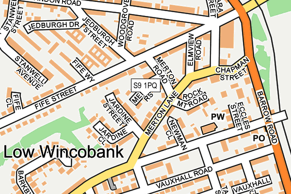 S9 1PQ map - OS OpenMap – Local (Ordnance Survey)