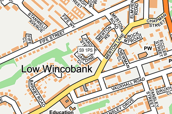 S9 1PS map - OS OpenMap – Local (Ordnance Survey)