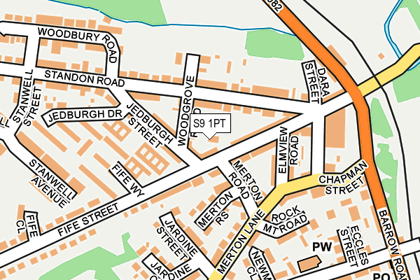 S9 1PT map - OS OpenMap – Local (Ordnance Survey)