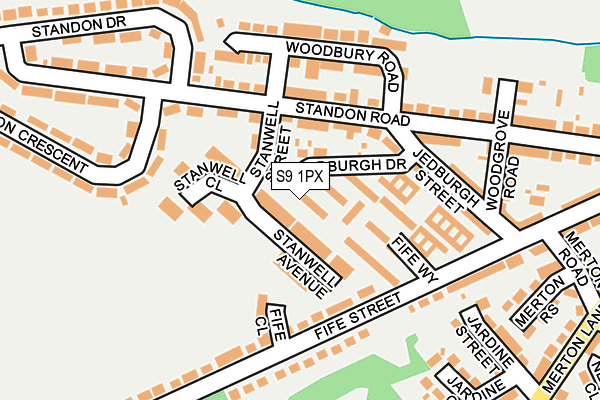 S9 1PX map - OS OpenMap – Local (Ordnance Survey)