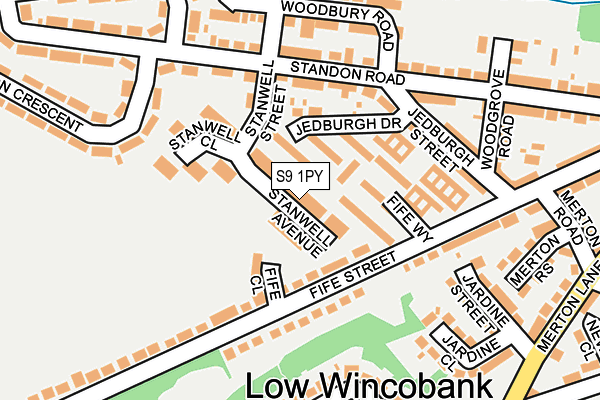 S9 1PY map - OS OpenMap – Local (Ordnance Survey)