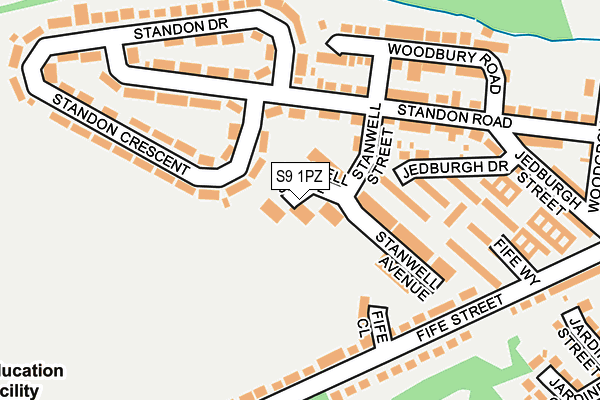 S9 1PZ map - OS OpenMap – Local (Ordnance Survey)