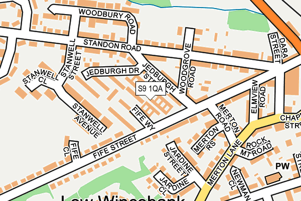 S9 1QA map - OS OpenMap – Local (Ordnance Survey)