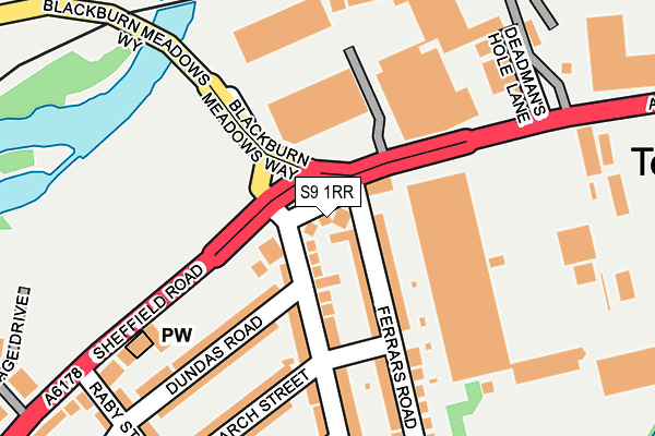 S9 1RR map - OS OpenMap – Local (Ordnance Survey)