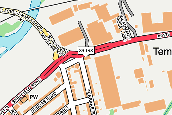 S9 1RS map - OS OpenMap – Local (Ordnance Survey)