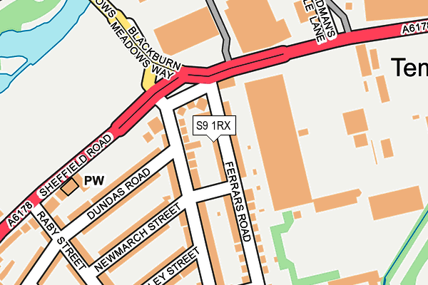 S9 1RX map - OS OpenMap – Local (Ordnance Survey)