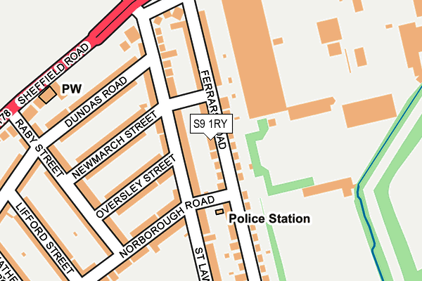 S9 1RY map - OS OpenMap – Local (Ordnance Survey)