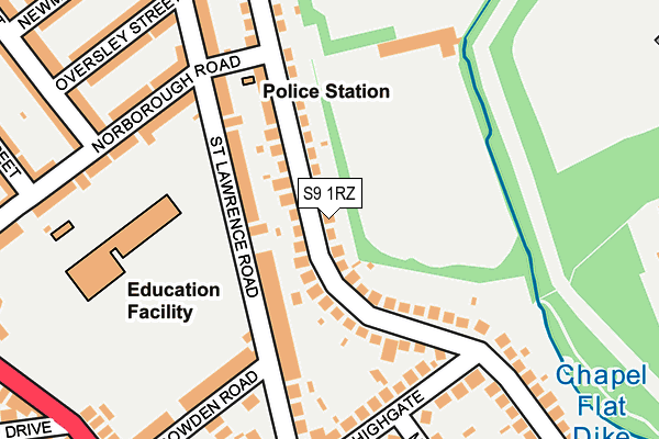 S9 1RZ map - OS OpenMap – Local (Ordnance Survey)