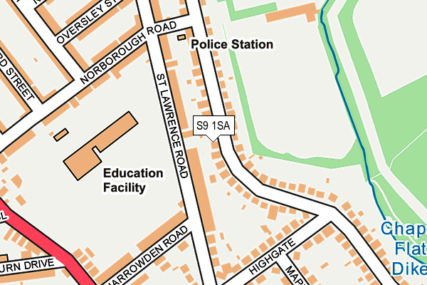 S9 1SA map - OS OpenMap – Local (Ordnance Survey)