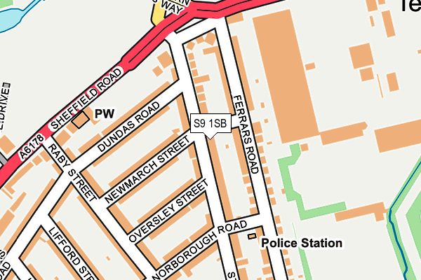 S9 1SB map - OS OpenMap – Local (Ordnance Survey)