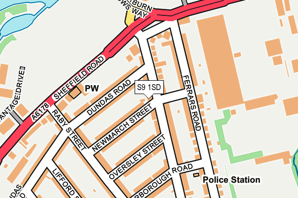 S9 1SD map - OS OpenMap – Local (Ordnance Survey)