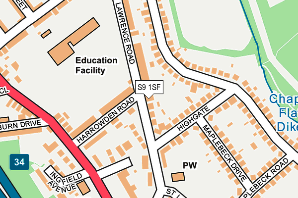 S9 1SF map - OS OpenMap – Local (Ordnance Survey)