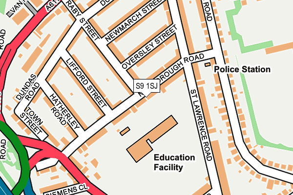 S9 1SJ map - OS OpenMap – Local (Ordnance Survey)