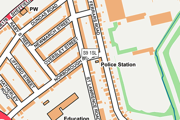 S9 1SL map - OS OpenMap – Local (Ordnance Survey)