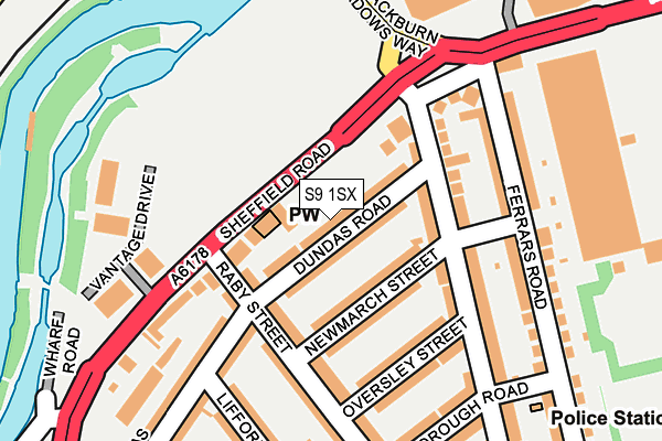 S9 1SX map - OS OpenMap – Local (Ordnance Survey)