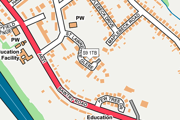 S9 1TB map - OS OpenMap – Local (Ordnance Survey)