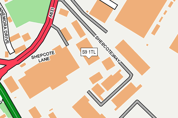 S9 1TL map - OS OpenMap – Local (Ordnance Survey)