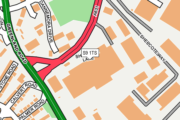 S9 1TS map - OS OpenMap – Local (Ordnance Survey)