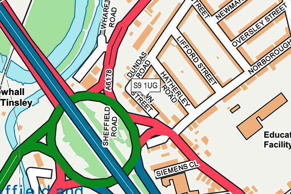 S9 1UG map - OS OpenMap – Local (Ordnance Survey)