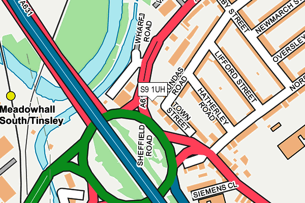 S9 1UH map - OS OpenMap – Local (Ordnance Survey)