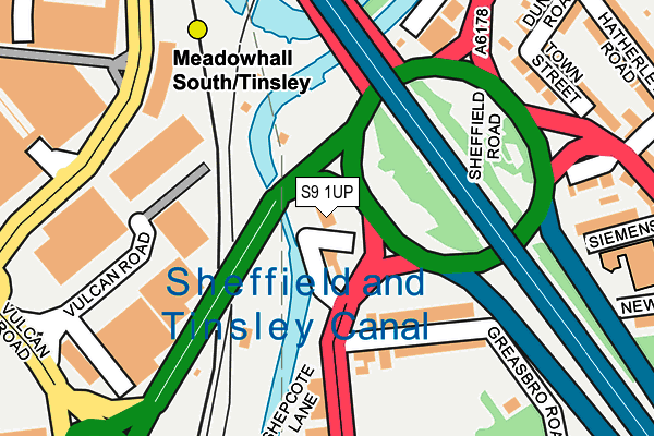 S9 1UP map - OS OpenMap – Local (Ordnance Survey)