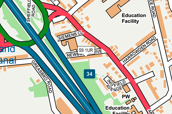 S9 1UR map - OS OpenMap – Local (Ordnance Survey)