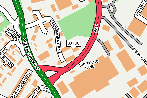 S9 1UU map - OS OpenMap – Local (Ordnance Survey)