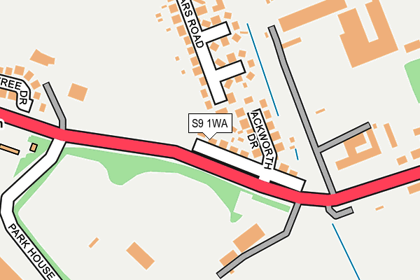 S9 1WA map - OS OpenMap – Local (Ordnance Survey)
