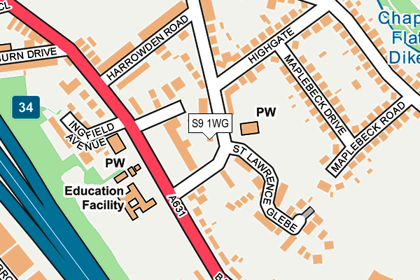 S9 1WG map - OS OpenMap – Local (Ordnance Survey)