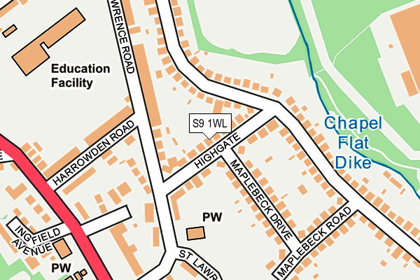 S9 1WL map - OS OpenMap – Local (Ordnance Survey)