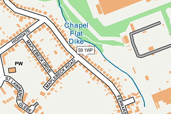 S9 1WP map - OS OpenMap – Local (Ordnance Survey)