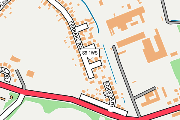 S9 1WS map - OS OpenMap – Local (Ordnance Survey)