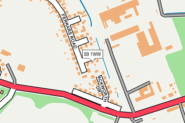 S9 1WW map - OS OpenMap – Local (Ordnance Survey)