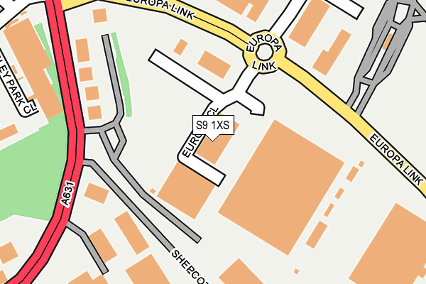 S9 1XS map - OS OpenMap – Local (Ordnance Survey)