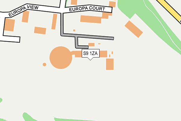 S9 1ZA map - OS OpenMap – Local (Ordnance Survey)