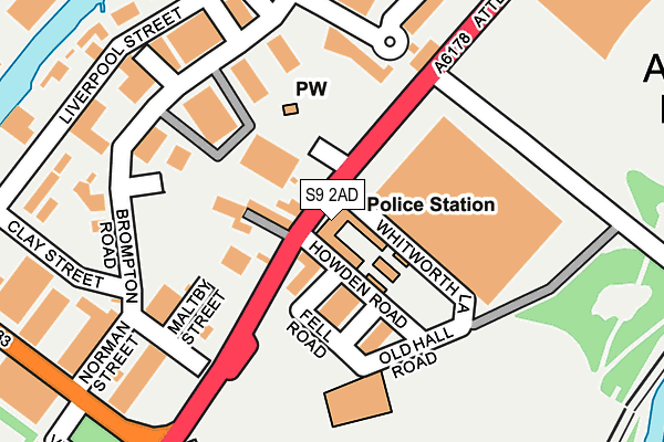 S9 2AD map - OS OpenMap – Local (Ordnance Survey)