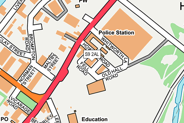 S9 2AL map - OS OpenMap – Local (Ordnance Survey)