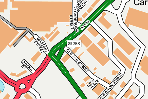 S9 2BR map - OS OpenMap – Local (Ordnance Survey)