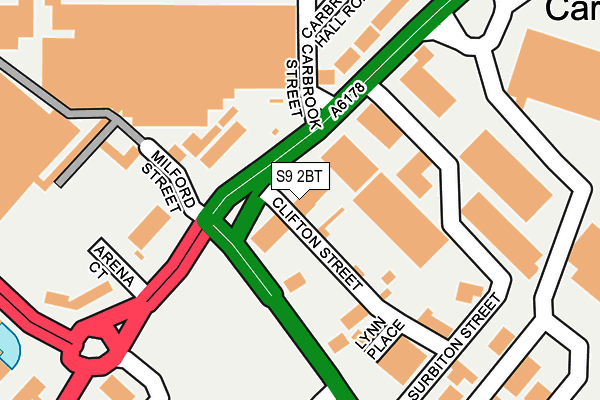 S9 2BT map - OS OpenMap – Local (Ordnance Survey)